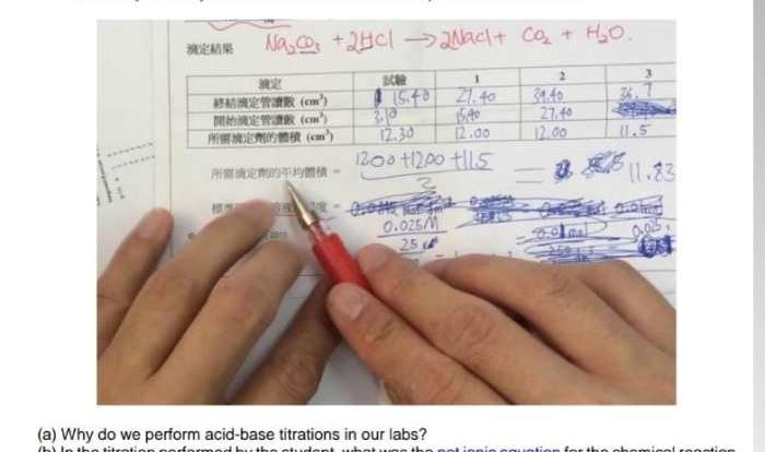 Acid base titration lab answers