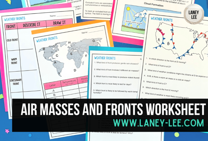 Air mass and fronts worksheet