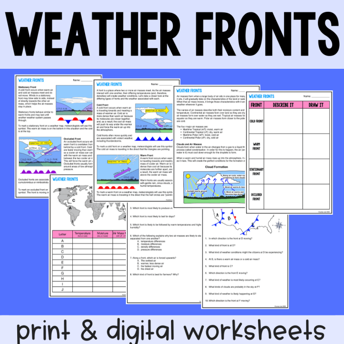 Air mass and fronts worksheet