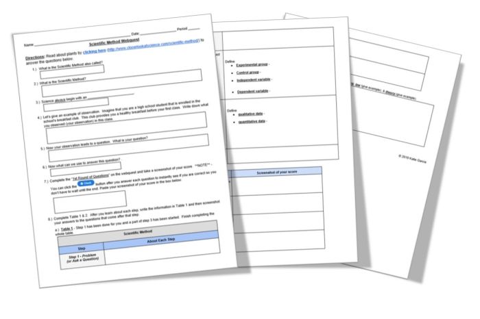 Scientific method webquest answer key