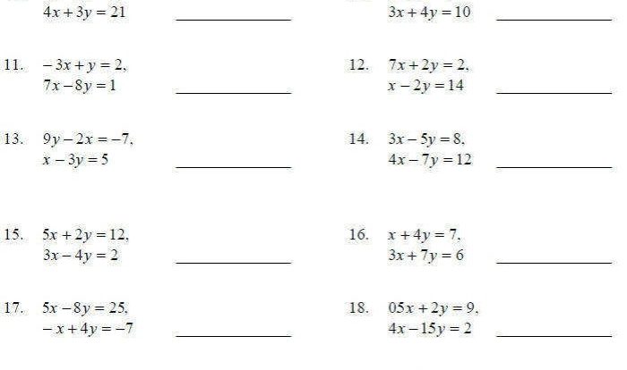 Solving systems of elimination worksheet