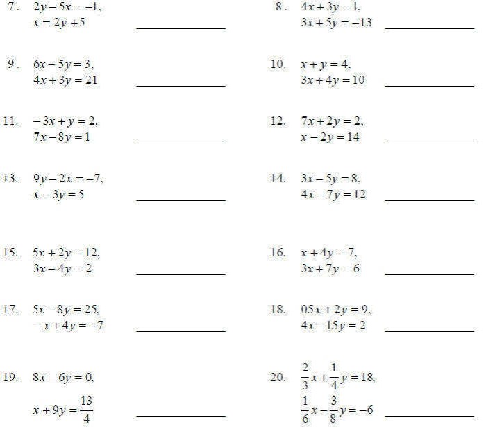 Solving systems of elimination worksheet