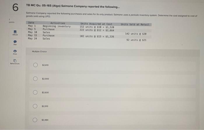 Salmone company reported the following purchases