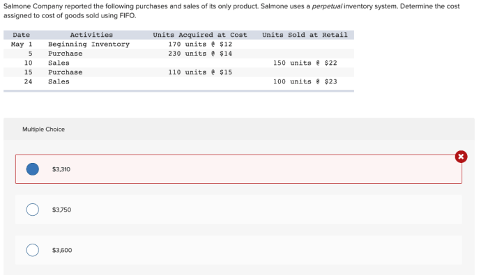 Salmone company reported the following purchases